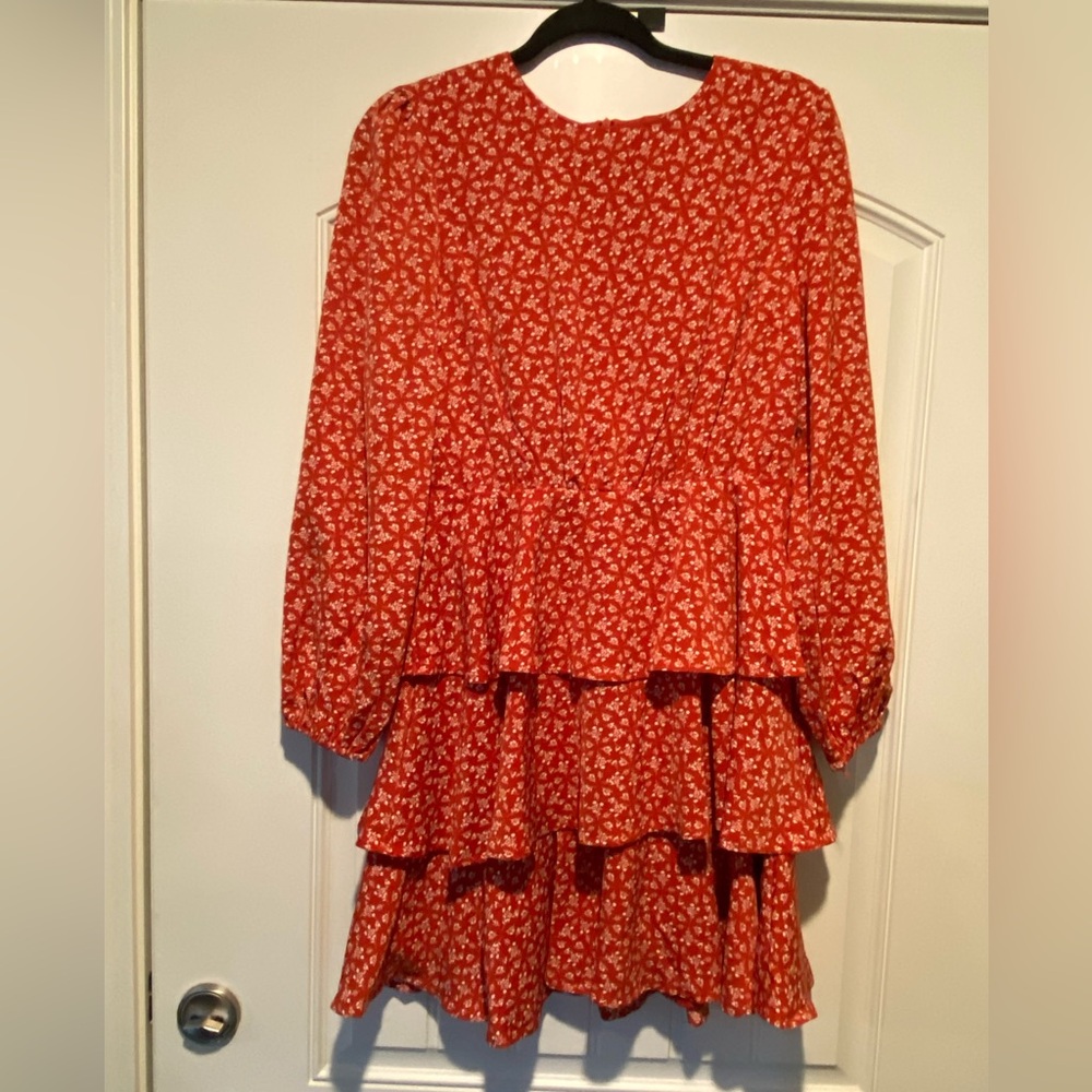 Red fall floral dress